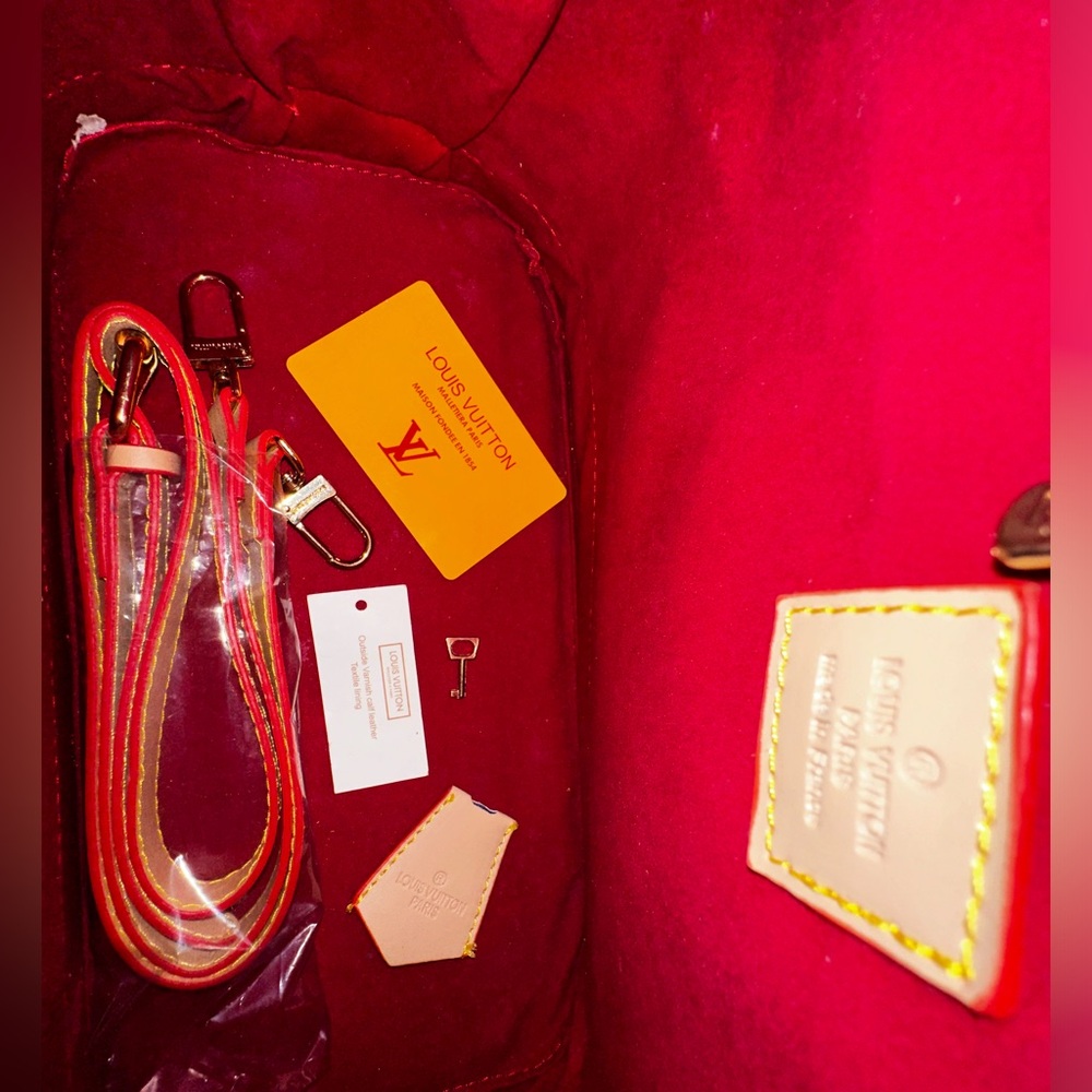 Beautiful Louis Vuitton Large women’s handbag brown & tan with red accents - Picture 2 of 3